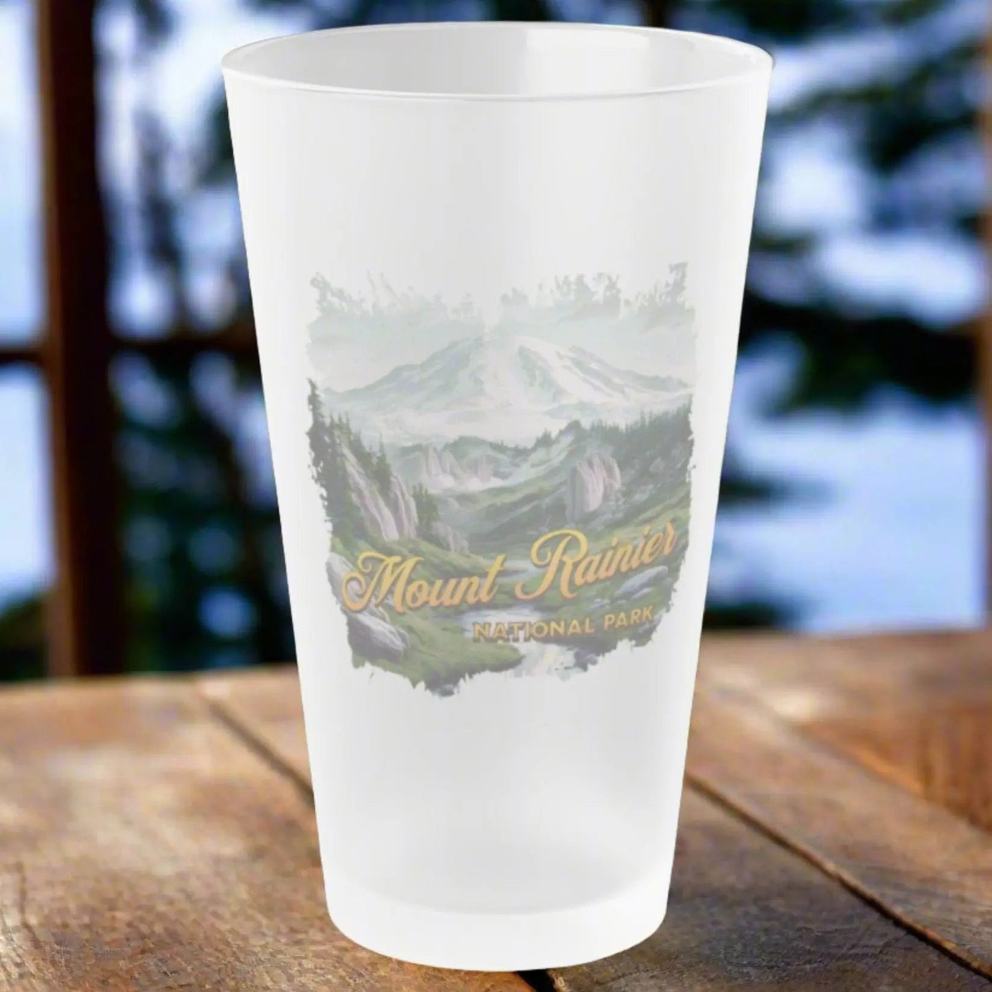 Mount Rainier National Park Frosted Pint Glass, 16oz