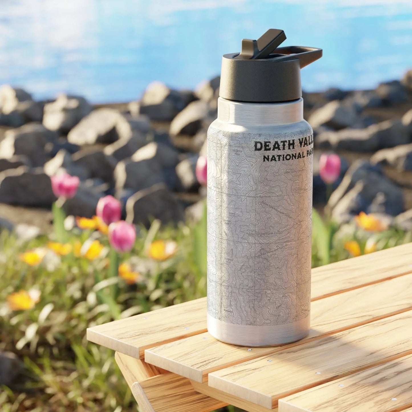 Death Valley Badwater Basin Topographic Insulated Water Bottle Tumbler