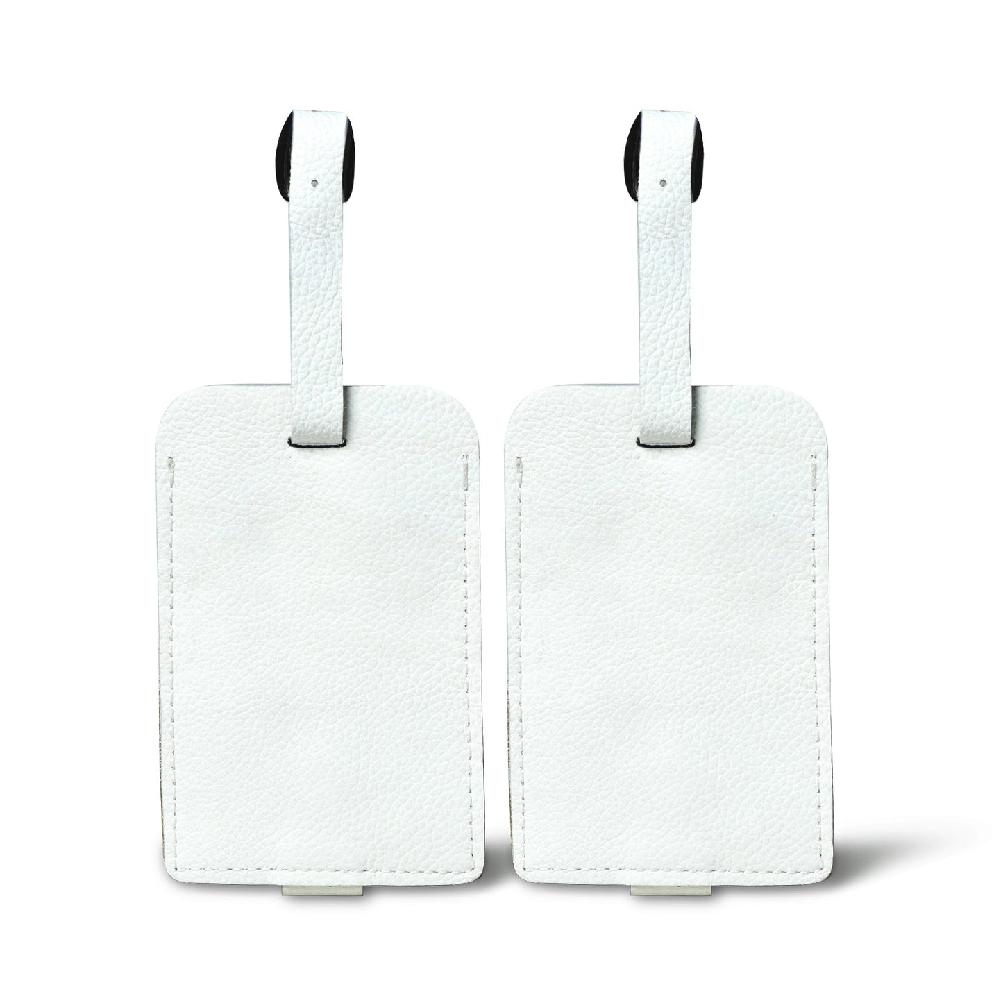 White Leather Luggage Tags Set