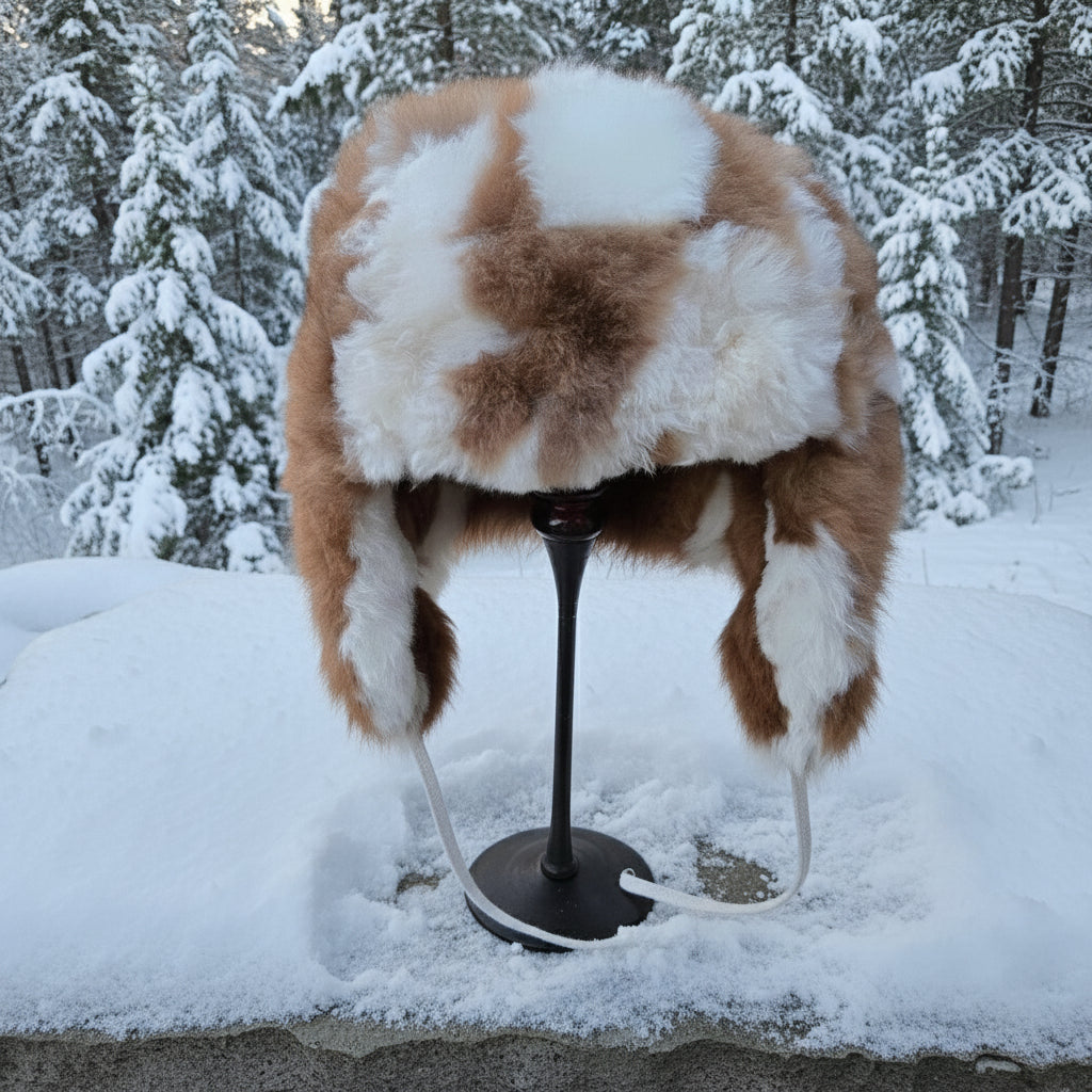 100% Baby Alpaca RCMP Fur Hat With Earflaps Chullo