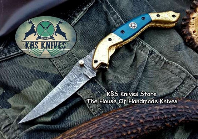 Custom Handmade Damascus Steel Folding Pocket Knife
