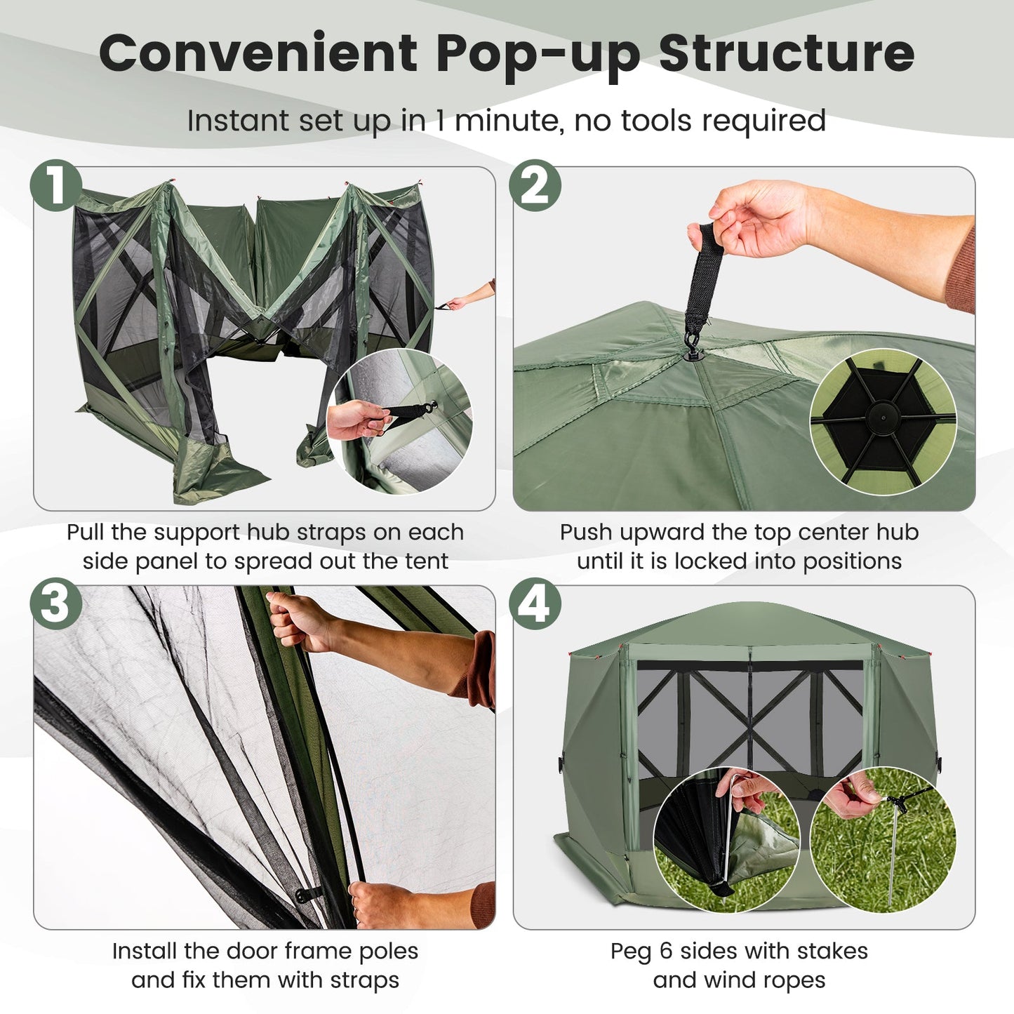 11.5 X 11.5 FT Pop-up Screen House Tent with Portable Carrying Bag