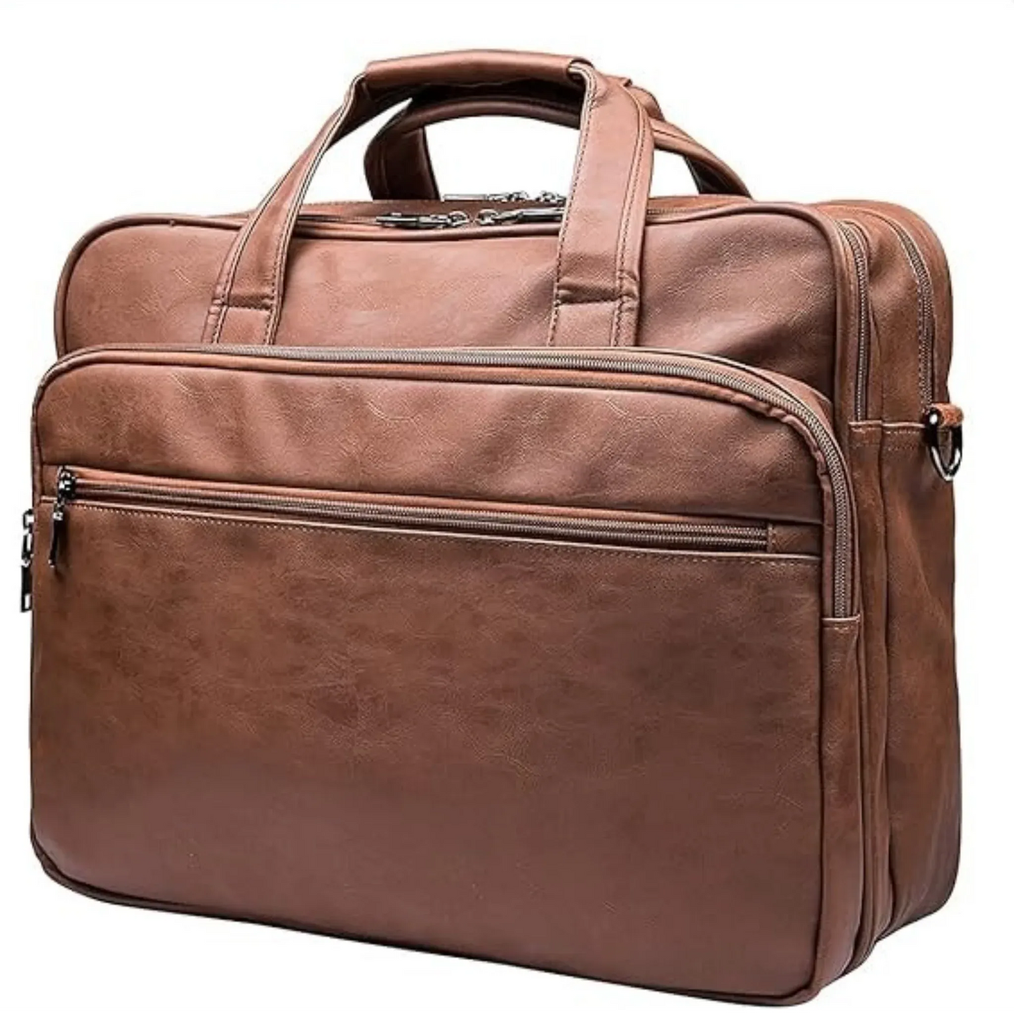 Leather Laptop Messenger Bag – Water-Resistant 15.6″ Work & Travel Briefcase