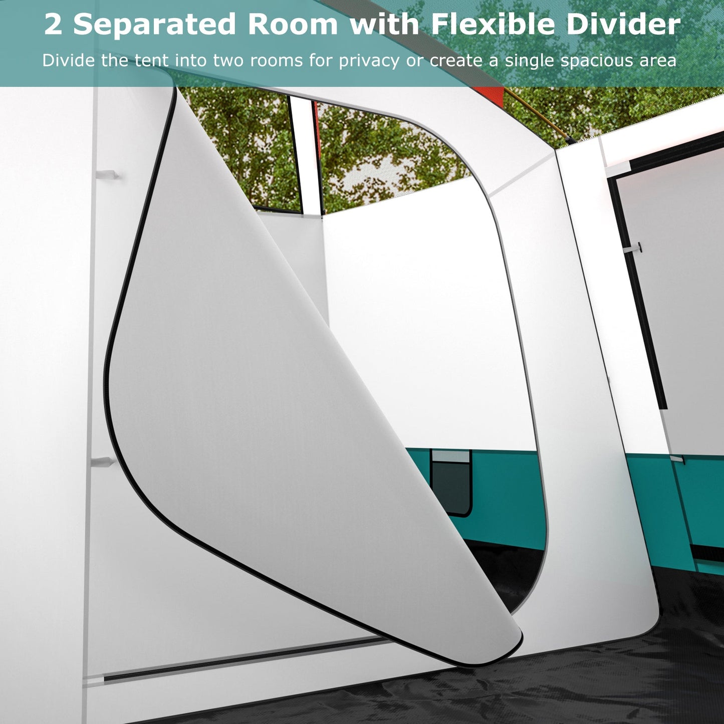 8-10 Person Camping Tent with Double Rooms and 2 Doors