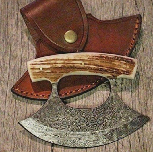 Raindrop Damascus Steel ULU Knife