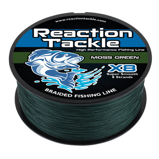Reaction Tackle X8 Braided Fishing Line - Moss Green 8 Strand