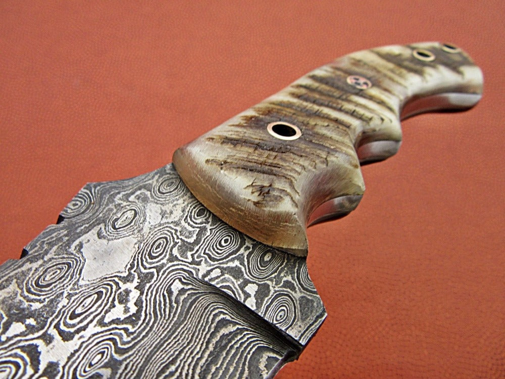 Custom Handcrafted Damascus Steel Tom Brown Tracker Knife - Ideal for Survival, Camping & Tactical Use | KBS Knives