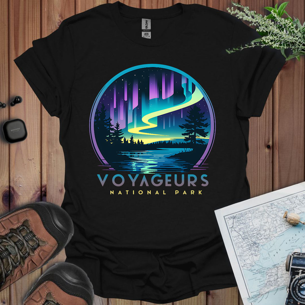 Voyageurs National Park Unisex T-Shirt Aurora Borealis