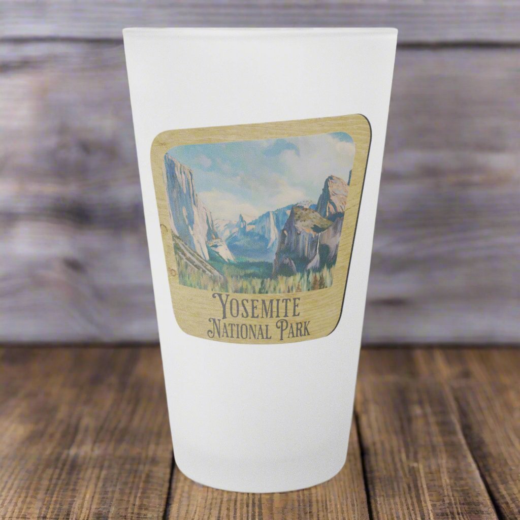 Yosemite National Park Frosted Pint Glass Sign