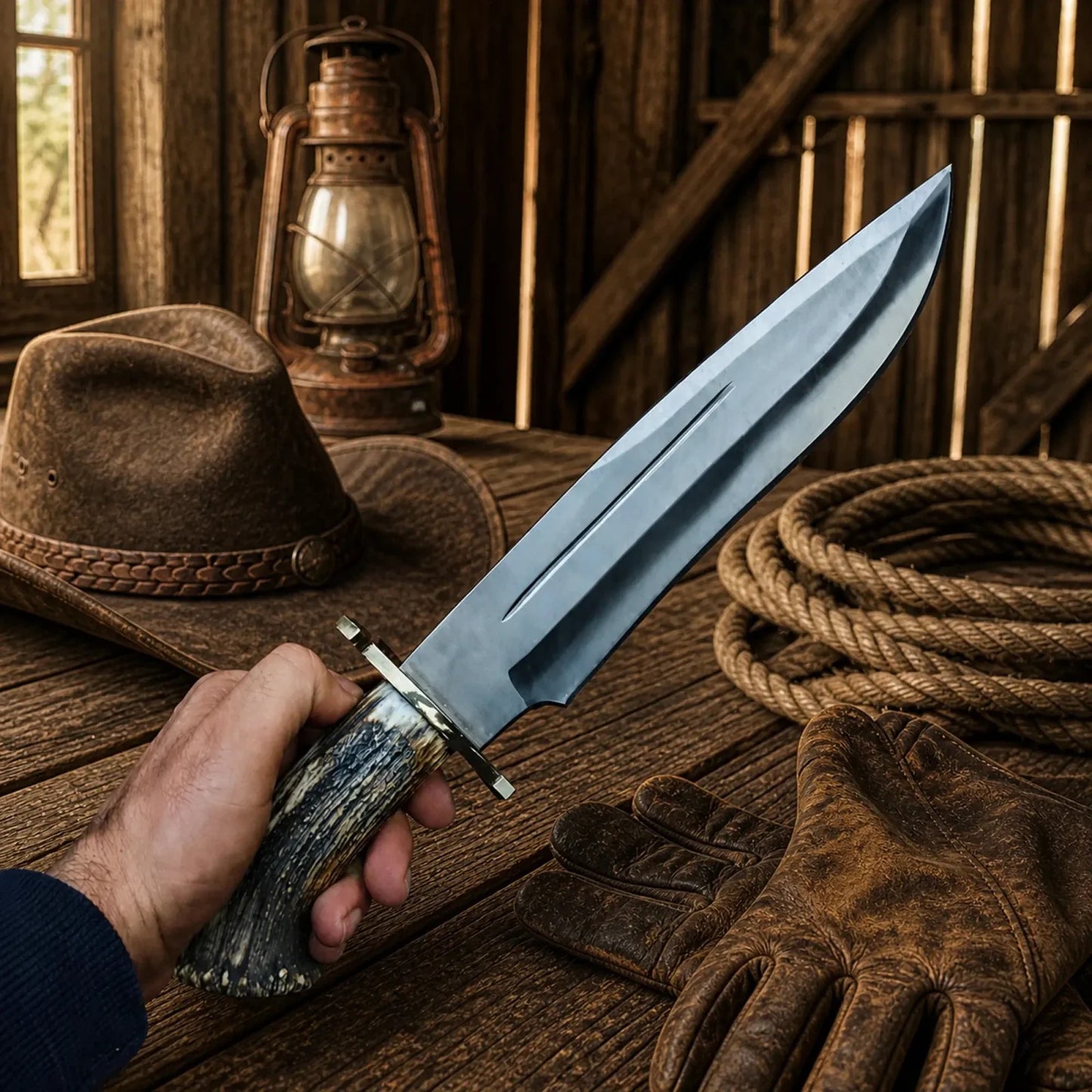 Muela Magnum Bowie Knife – Stag Antler Handle With Sheath