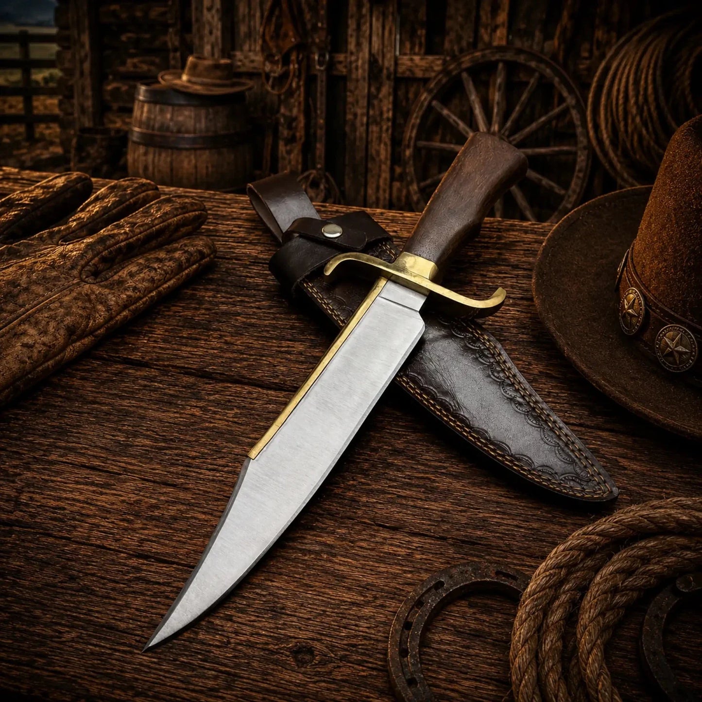 Notorious Musso Bowie Knife – D2 Steel Rose Wood Handle