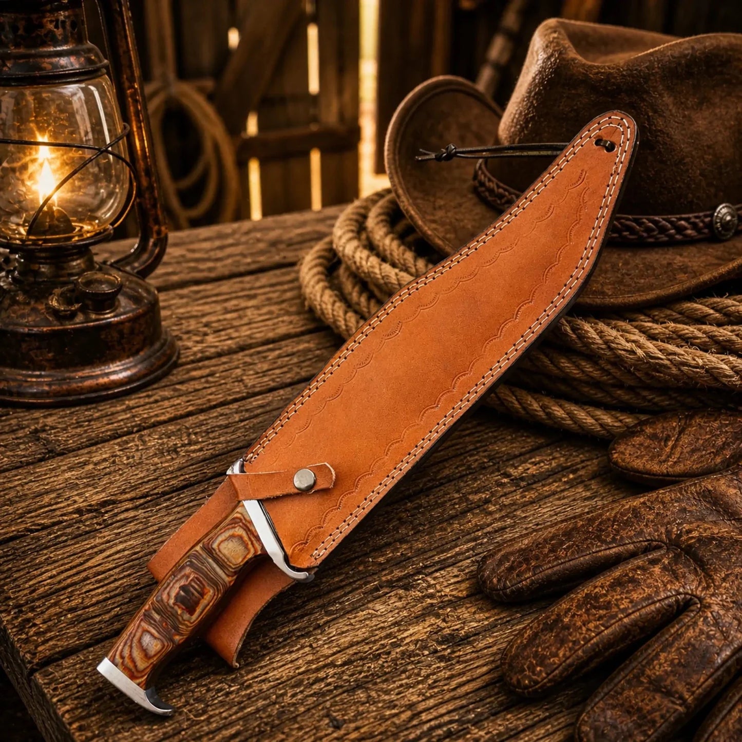 Rambo 3 Bowie Knife 18” – Handmade Steel With Leather Sheath