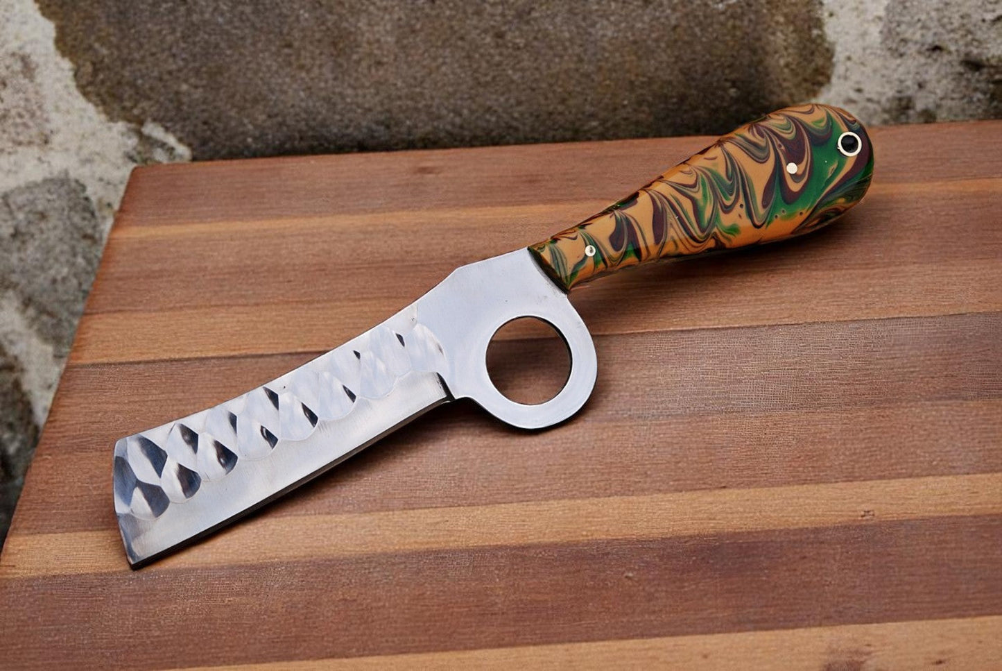 Custom Handmade Bull Cutter Knife with Resin Handle