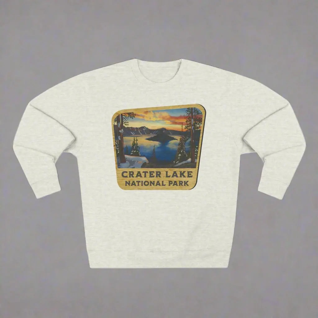 Crater Lake National Park Unisex Fit Crewneck Sweatshirt Wood Sign Lake View