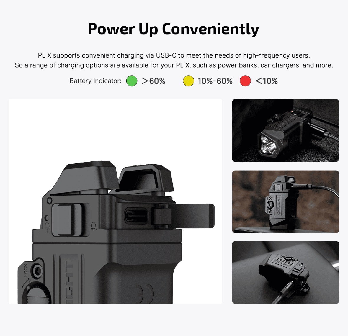 Olight PL-X Dual Beam Weapon Light 1200 Lumen USB-C Rechargeable Pistol Light