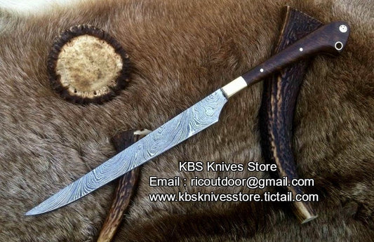 Handmade Damascus Steel Flay Knife with Rosewood Handle