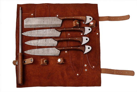 Custom Handmade Damascus Steel Kitchen Knives Set