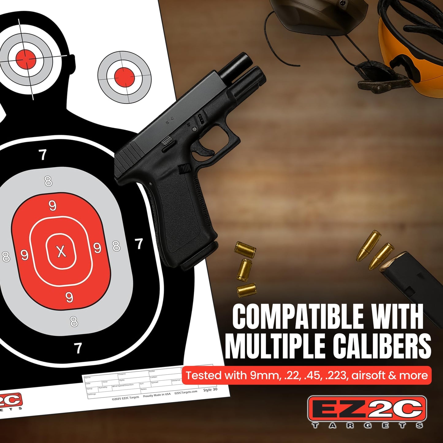 EZ2C Targets #30 Silhouette  12"x18" Paper Shooting Target USA Made