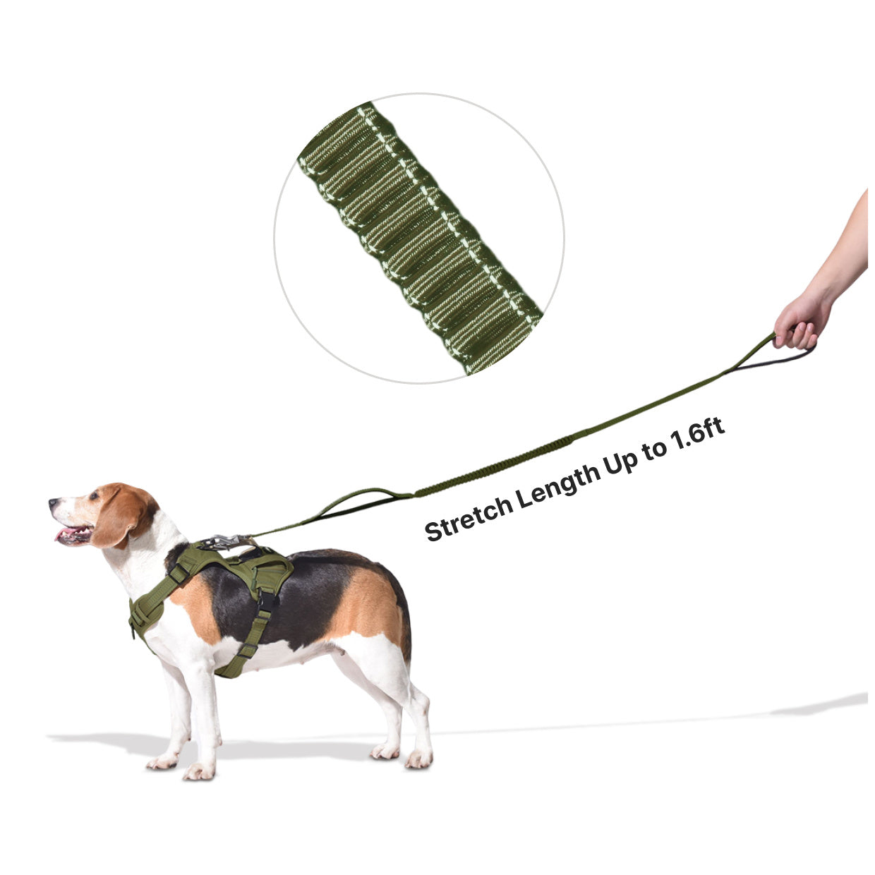 PETMARVEL 4-6 FT Shock Absorbing Tactical Dog Leash with Dual Handles for Training and Control