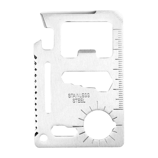 11 In 1 Stainless Steel Multi-tool Credit Card Wallet Portable Survival Pocket Tool Beer Can Opener Knife Fruit Peeler Wrench Saw Blade