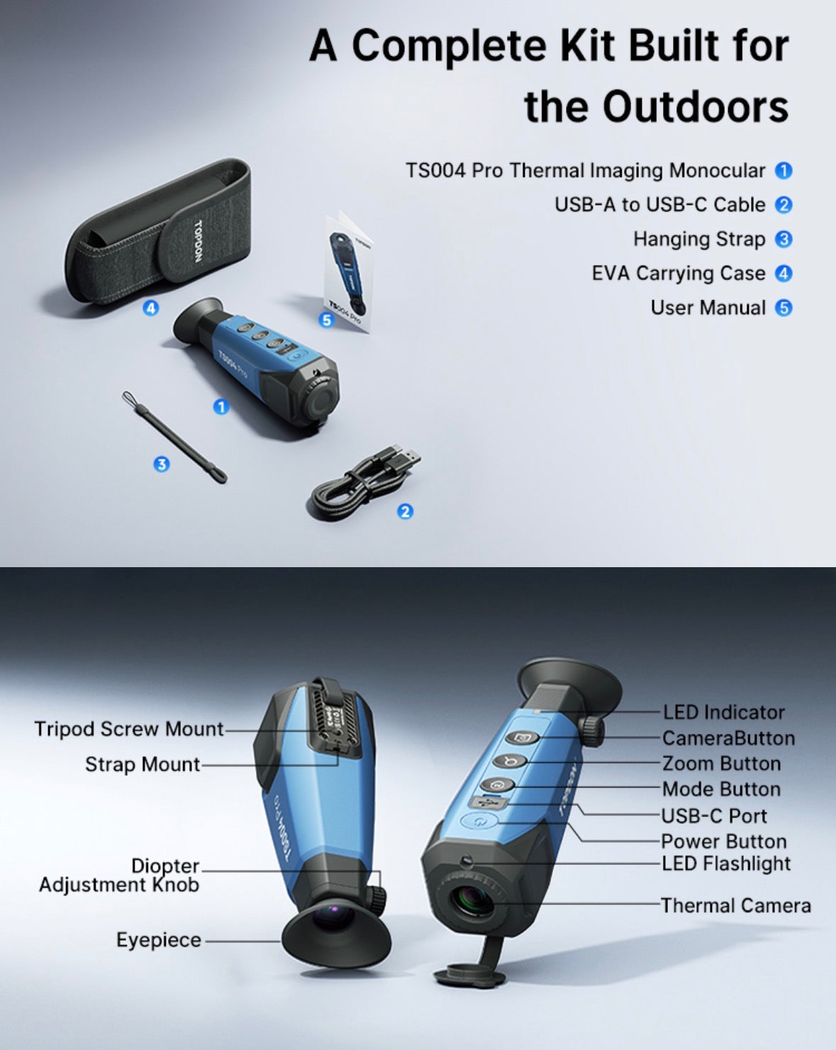 Olight TS004 Pro Thermal Monocular 384x288 50Hz 8x Zoom WiFi 32GB IP67