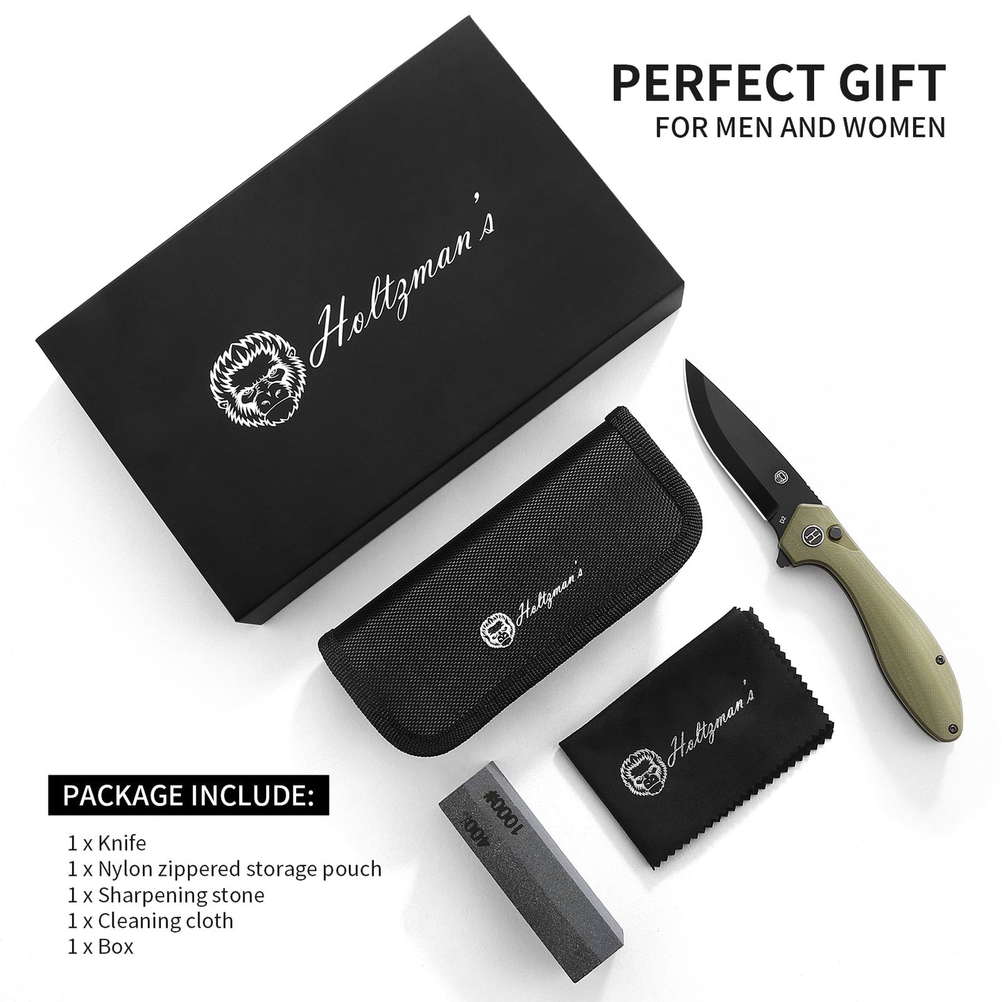 The Vector Folding Pocket Knife Giftset for Men and Women (Green and Black)