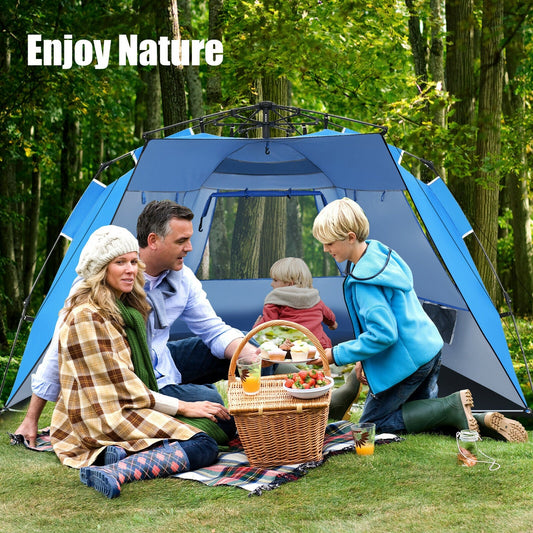3-4 Person Easy Pop Up Beach Tent UPF 50+ Portable Sun Shelter