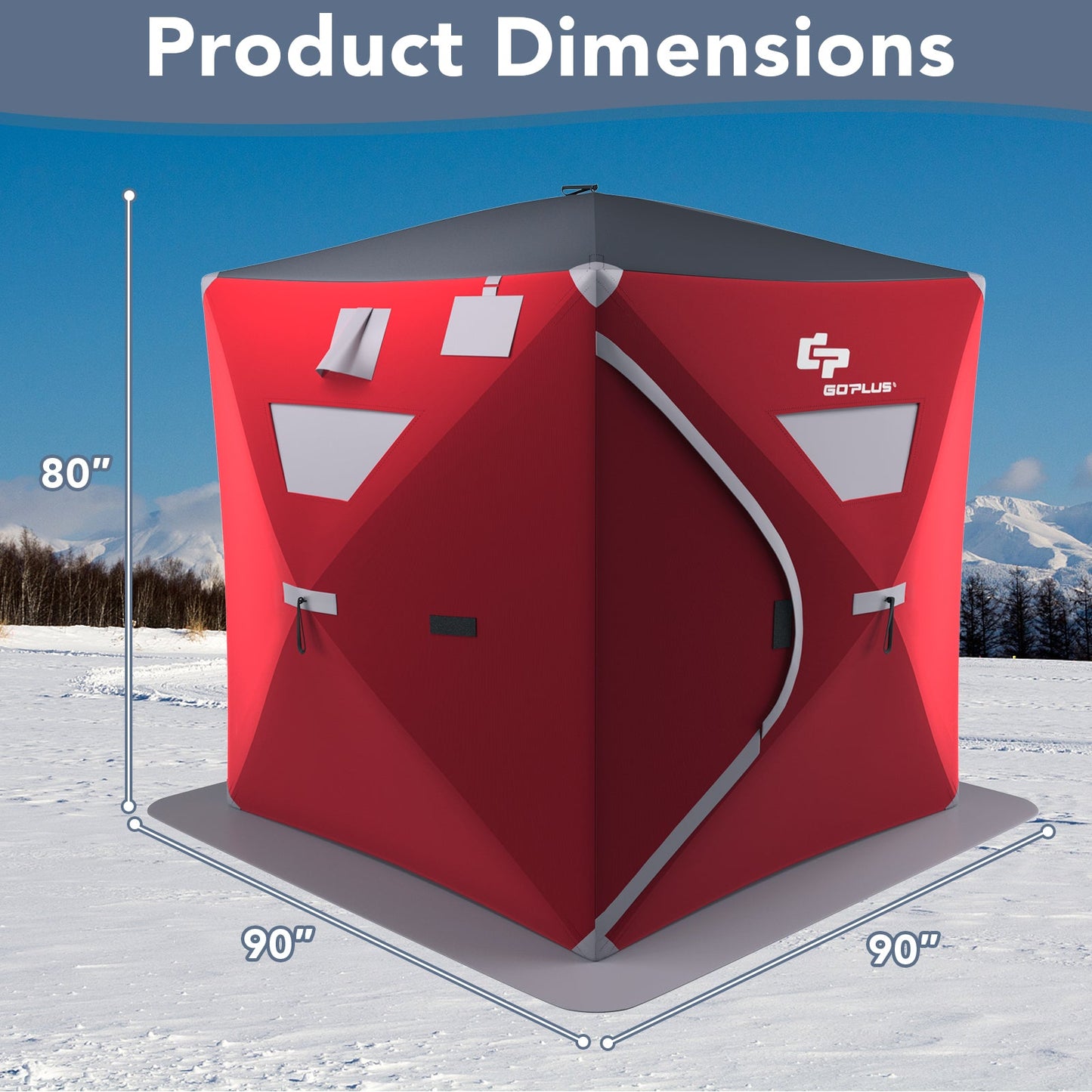 3-person Portable Pop-up Ice Shelter Fishing Tent with Bag