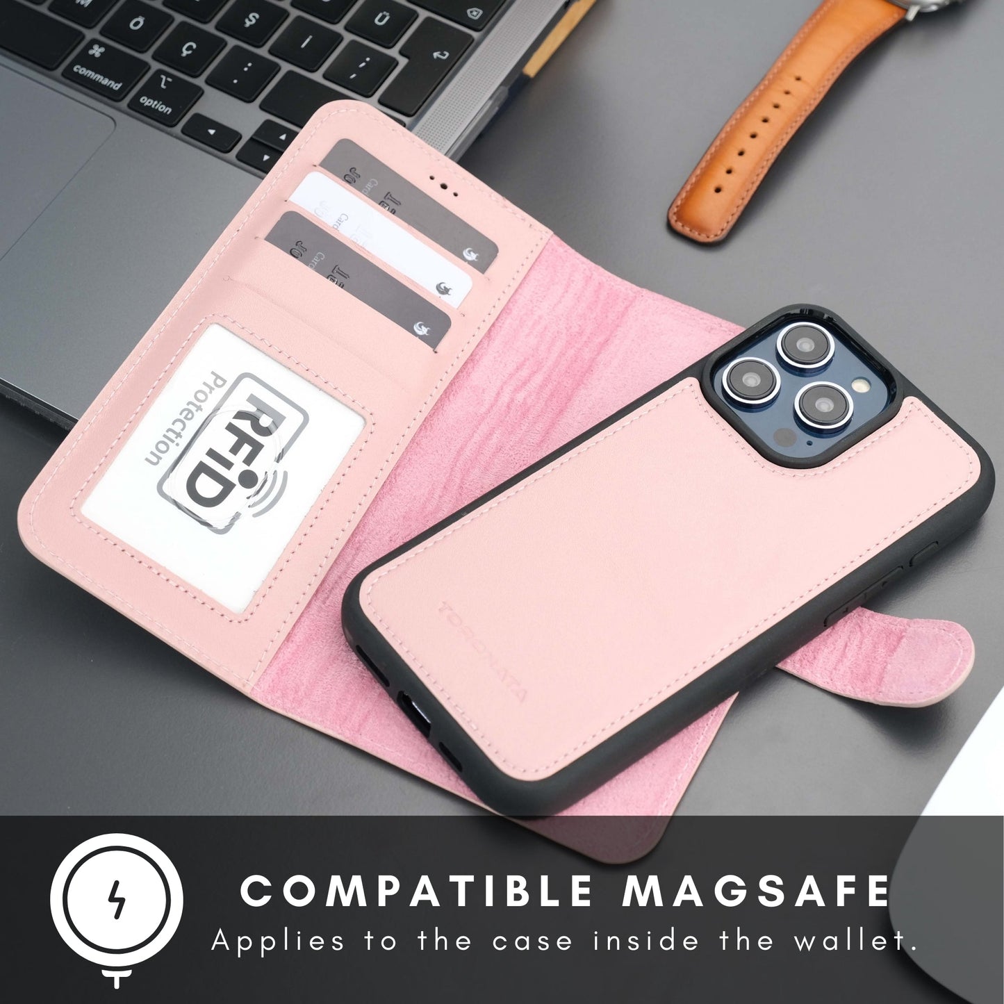 Casper Leather iPhone 15 Pro Max Wallet Case | Detachable MagSafe Compatible RFID Protection