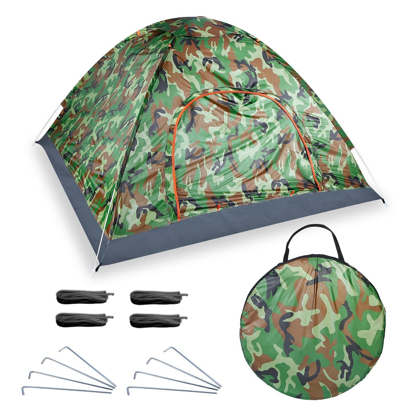 4 Persons Camping Waterproof Tent Pop Up Tent Instant Setup Tent w/2 Mosquito Net Doors Carrying Bag Folding 4 Seasons for Hiking Climbing Adventure F