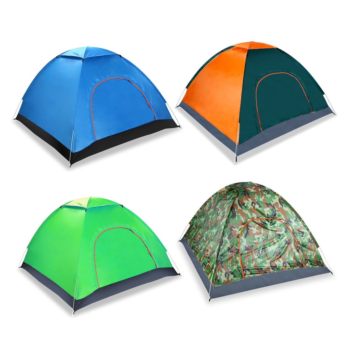 4 Persons Camping Waterproof Tent Pop Up Tent Instant Setup Tent w/2 Mosquito Net Doors Carrying Bag Folding 4 Seasons for Hiking Climbing Adventure F
