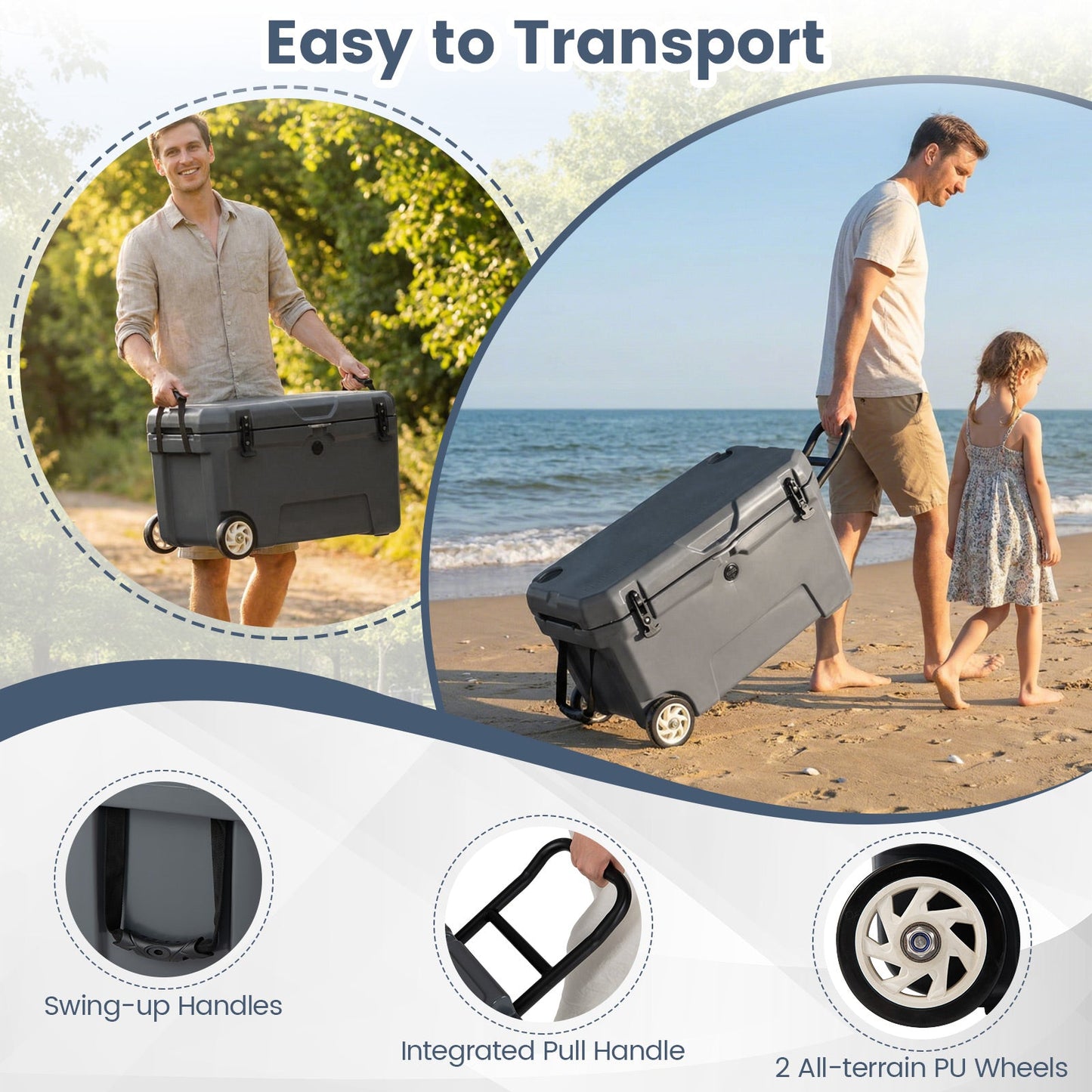 52 Quart Portable Hard Cooler with 6-Day Ice Retention and Wheels
