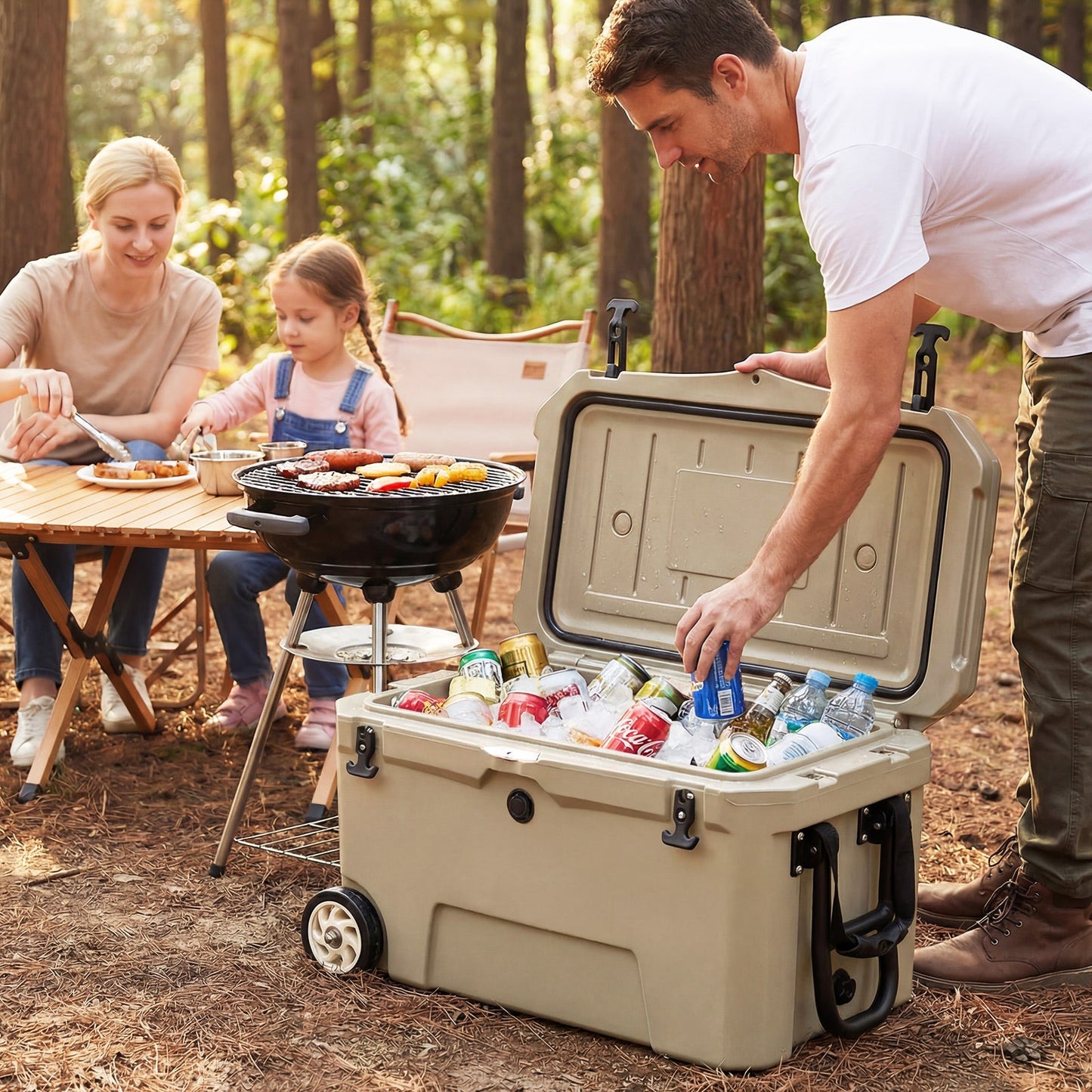52 Quart Portable Hard Cooler with 6-Day Ice Retention and Wheels