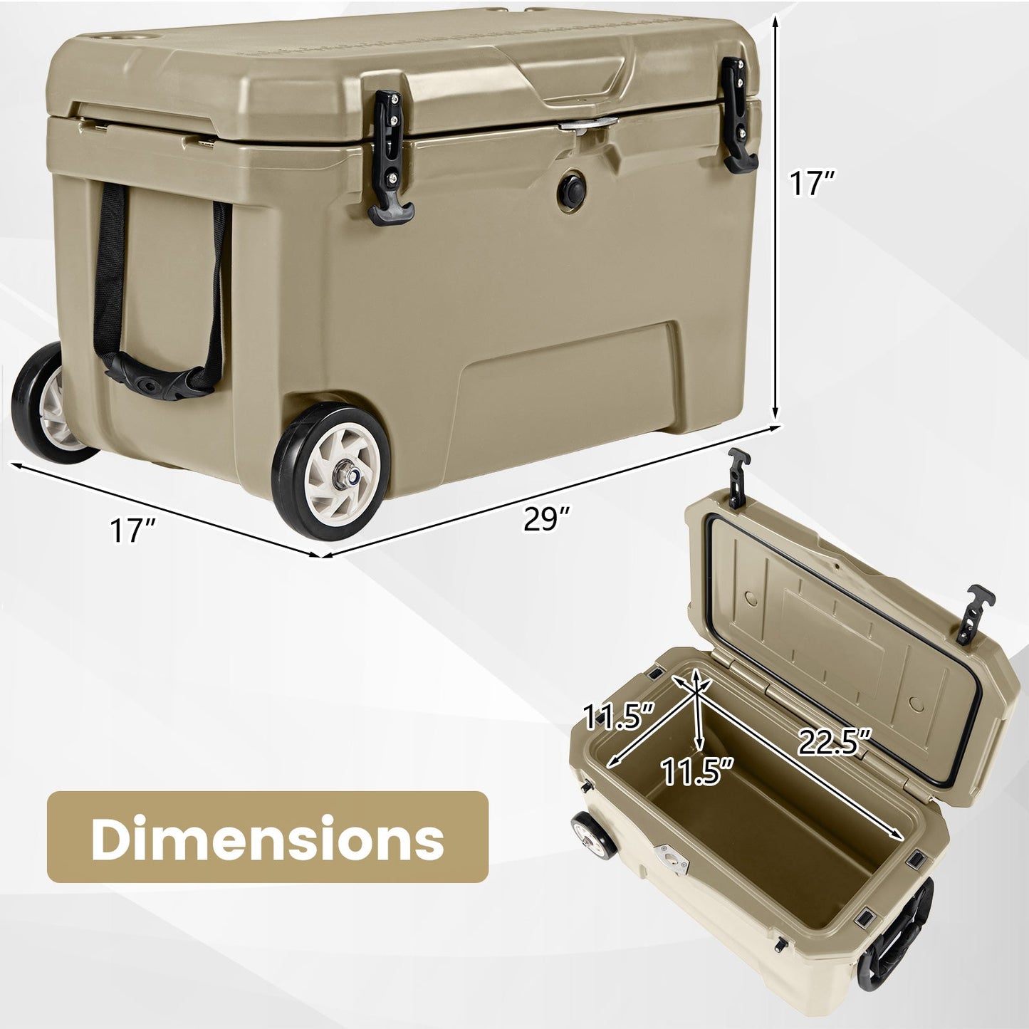 52 Quart Portable Hard Cooler with 6-Day Ice Retention and Wheels