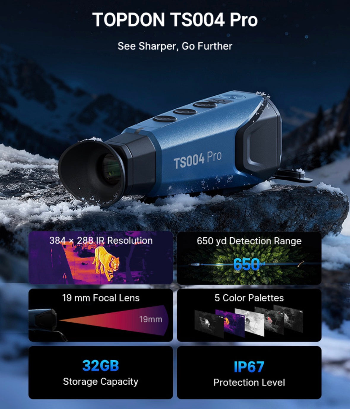 Olight TS004 Pro Thermal Monocular 384x288 50Hz 8x Zoom WiFi 32GB IP67