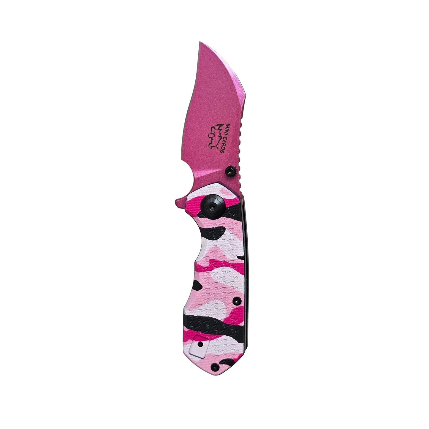 MUCITUP Mini Ceros Pink Camo Folding Knife 9Cr18MoV G10 EDC Black/Pink