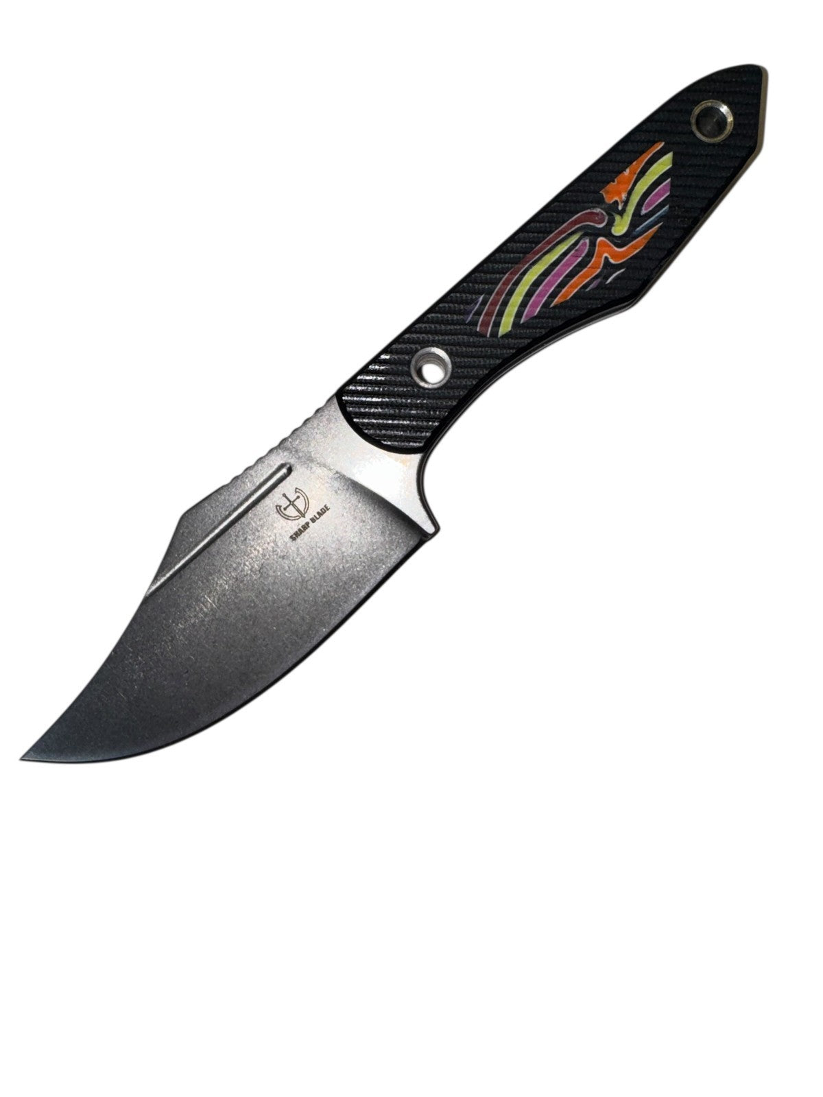 Sharp Blade YF06D Fixed Blade Hunting Knife 9Cr18MoV G10 8” Black/Stonewashed