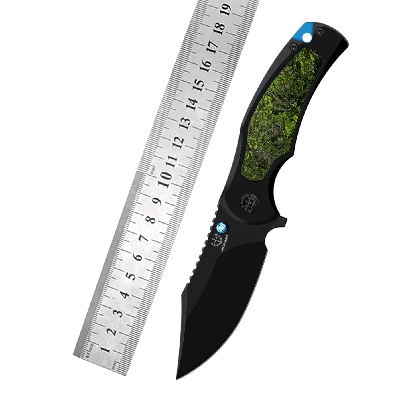 Sharp Blade Titanium Frame Lock Flipper Knife 14C28N Carbon Fiber