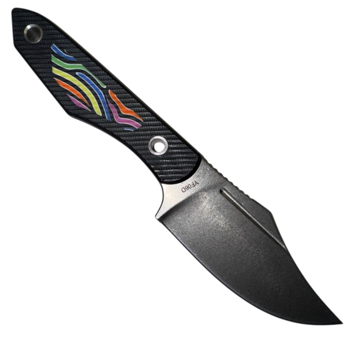 Sharp Blade YF06D Fixed Blade Hunting Knife 9Cr18MoV G10 8” Black/Stonewashed