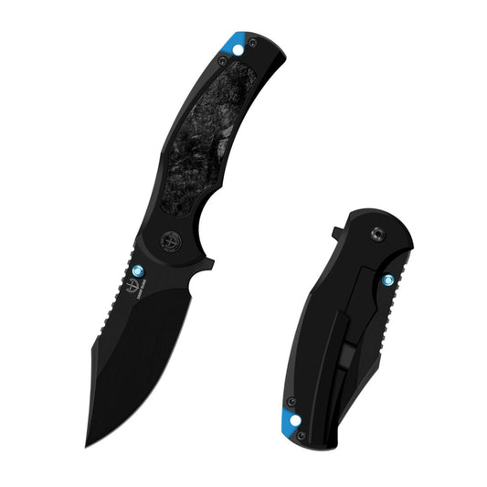 Sharp Blade Titanium Frame Lock Flipper Knife 14C28N Carbon Fiber