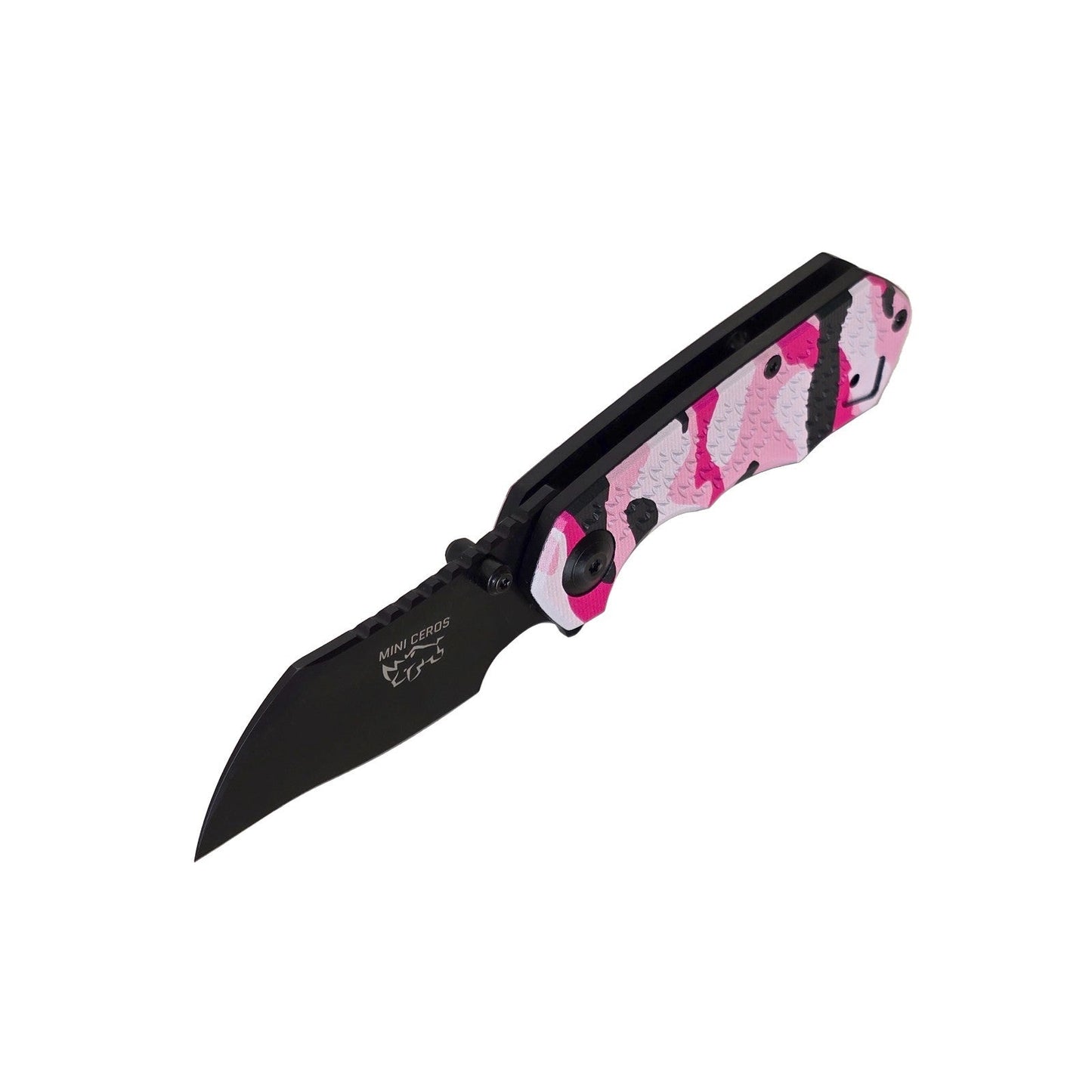 MUCITUP Mini Ceros Pink Camo Folding Knife 9Cr18MoV G10 EDC Black/Pink