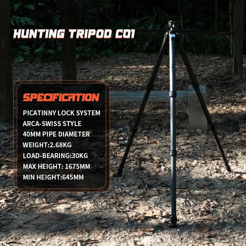 Linkogear HT-404CS Carbon Fiber Hunting Tripod Rest w/ Picatinny QR Lock