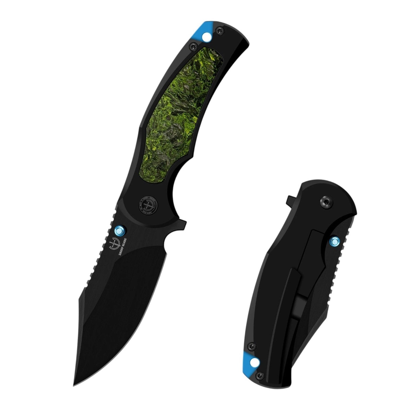 Sharp Blade Titanium Frame Lock Flipper Knife 14C28N Carbon Fiber