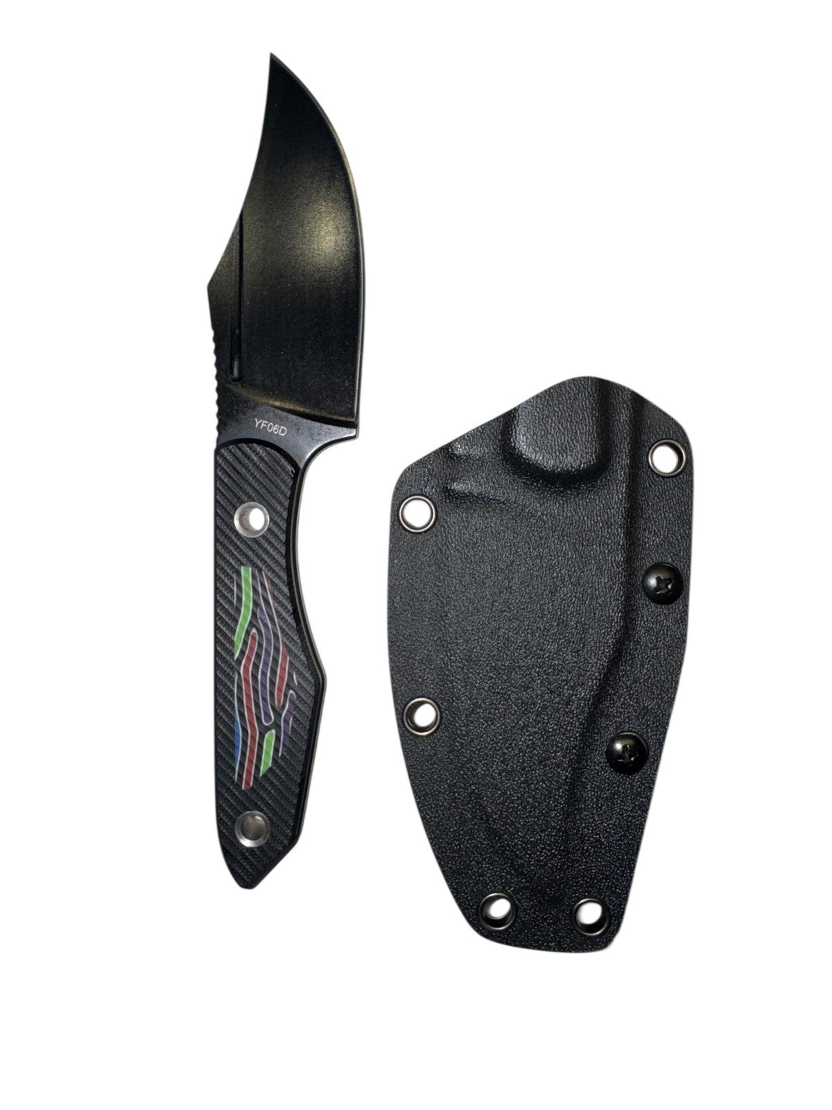Sharp Blade YF06D Fixed Blade Hunting Knife 9Cr18MoV G10 8” Black/Stonewashed