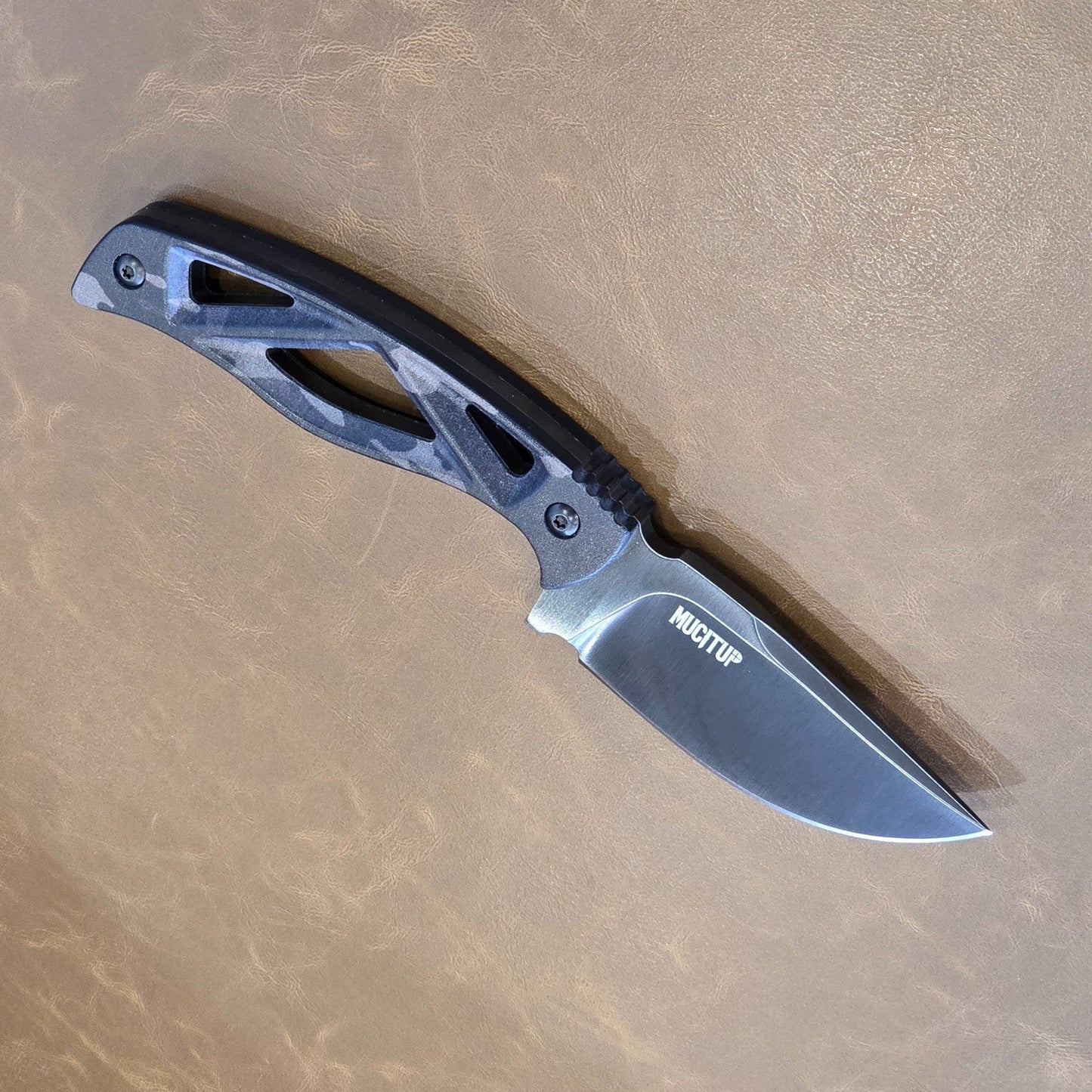 MUCITUP LIMITED EDITION MUCTAC Surge Fixed Blade Knife D2 Steel 3" DLC Blade Multicam Black G10