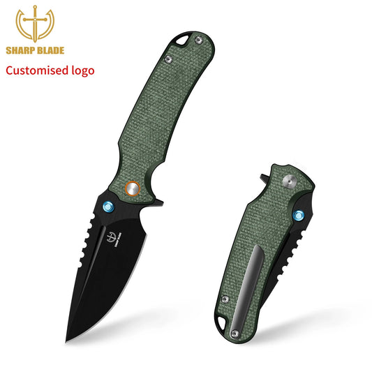 Sharp Blade Premium 14C28N EDC Folding Knife | Micarta | Thumb Stud & Flipper