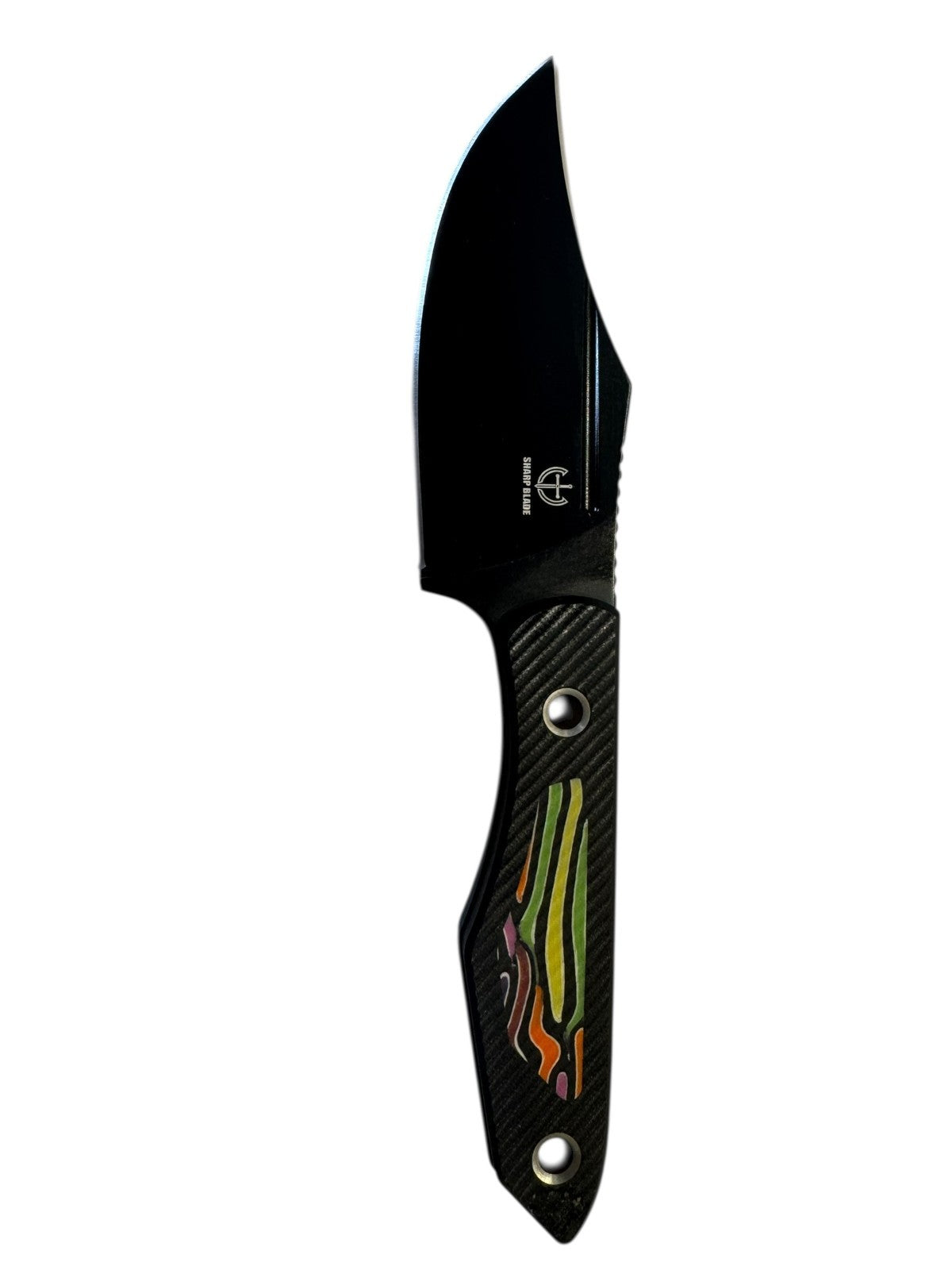 Sharp Blade YF06D Fixed Blade Hunting Knife 9Cr18MoV G10 8” Black/Stonewashed