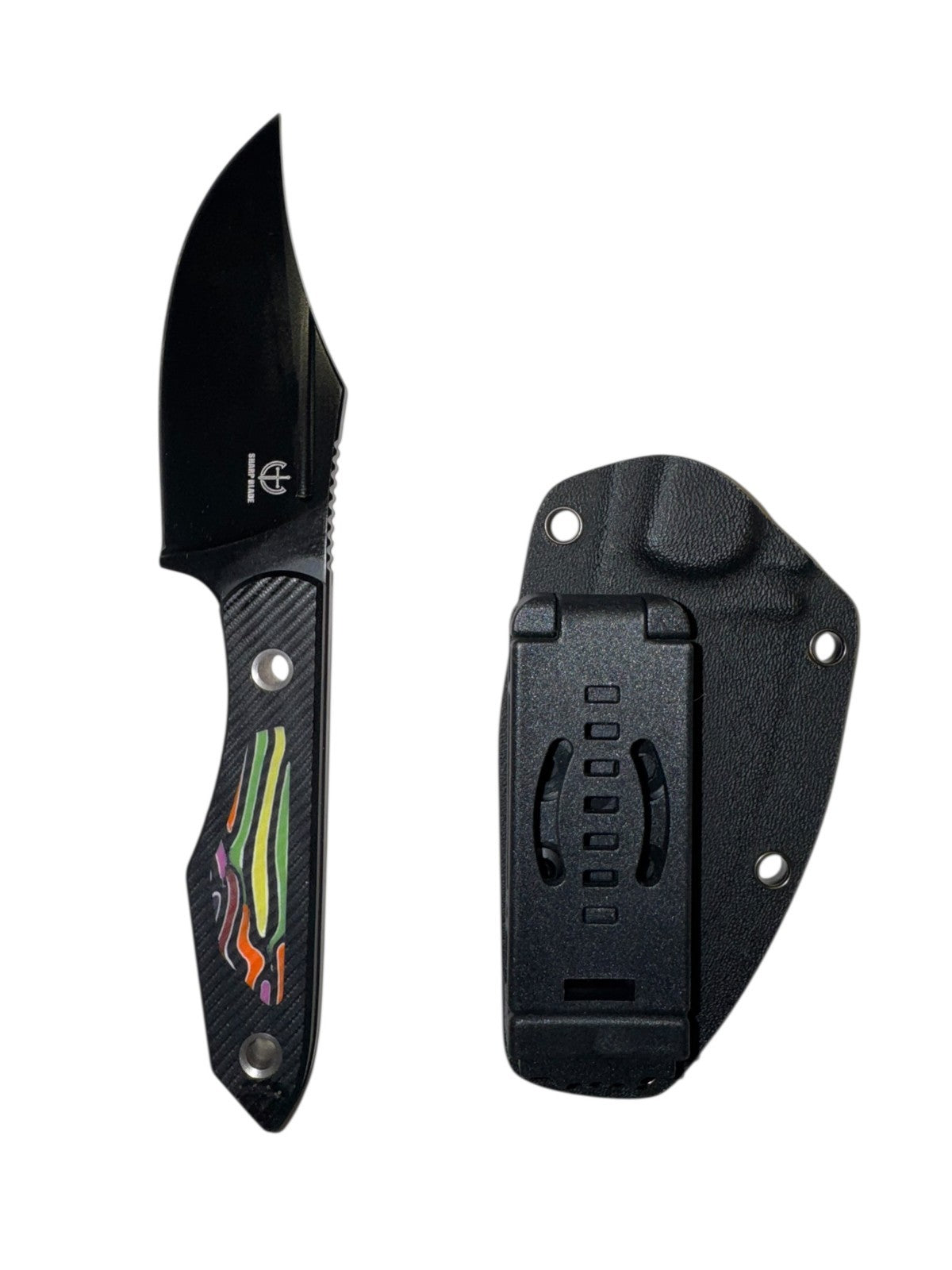 Sharp Blade YF06D Fixed Blade Hunting Knife 9Cr18MoV G10 8” Black/Stonewashed