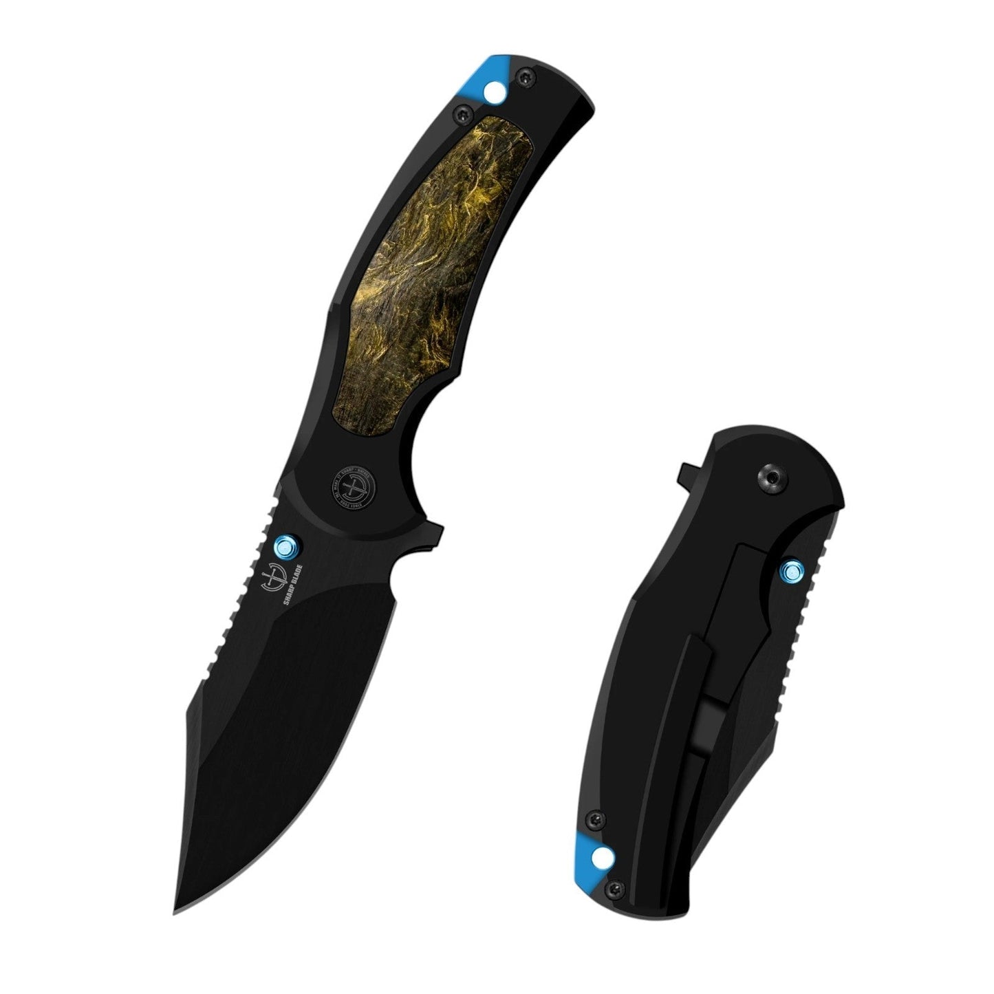 Sharp Blade Titanium Frame Lock Flipper Knife 14C28N Carbon Fiber