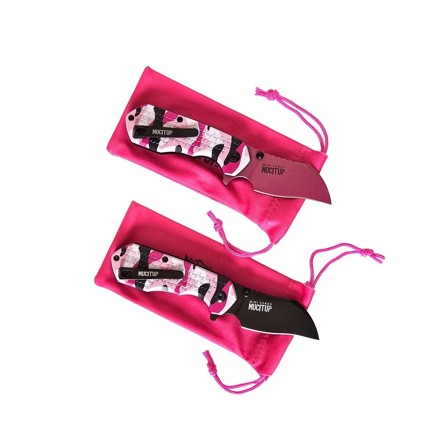 MUCITUP Mini Ceros Pink Camo Folding Knife 9Cr18MoV G10 EDC Black/Pink